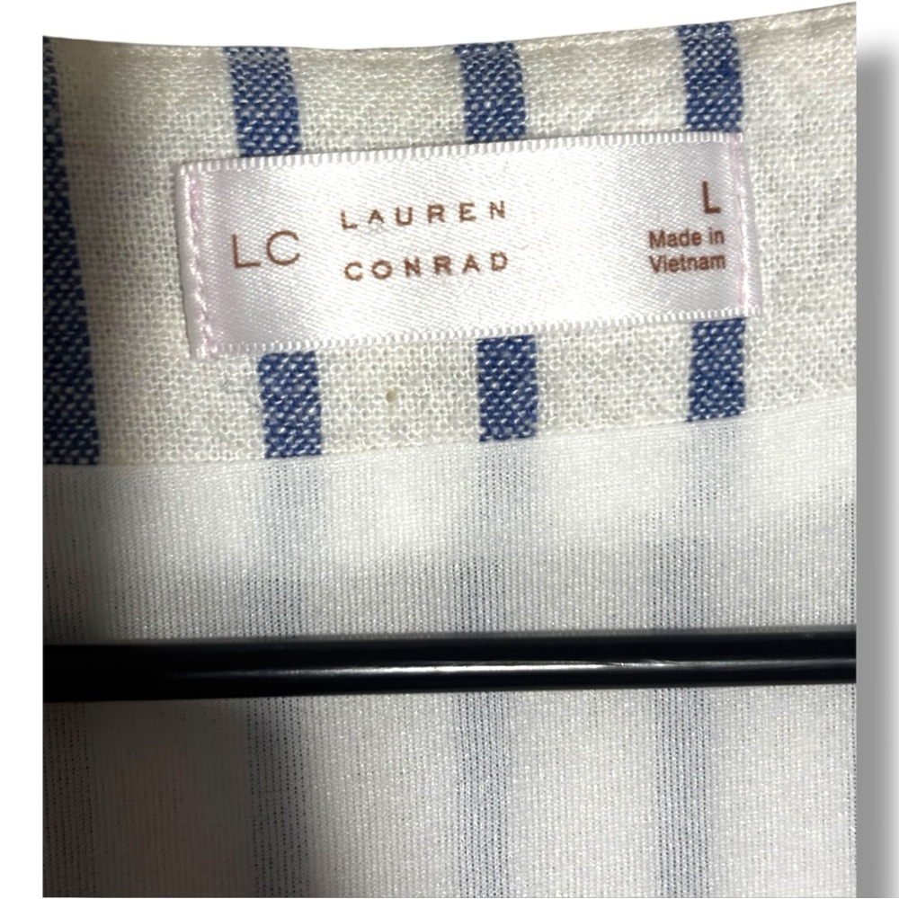 Lauren Conrad 2-Piece White and Blue Striped Lightweight Tie Up Top & Bottom Set - Picture 14 of 16